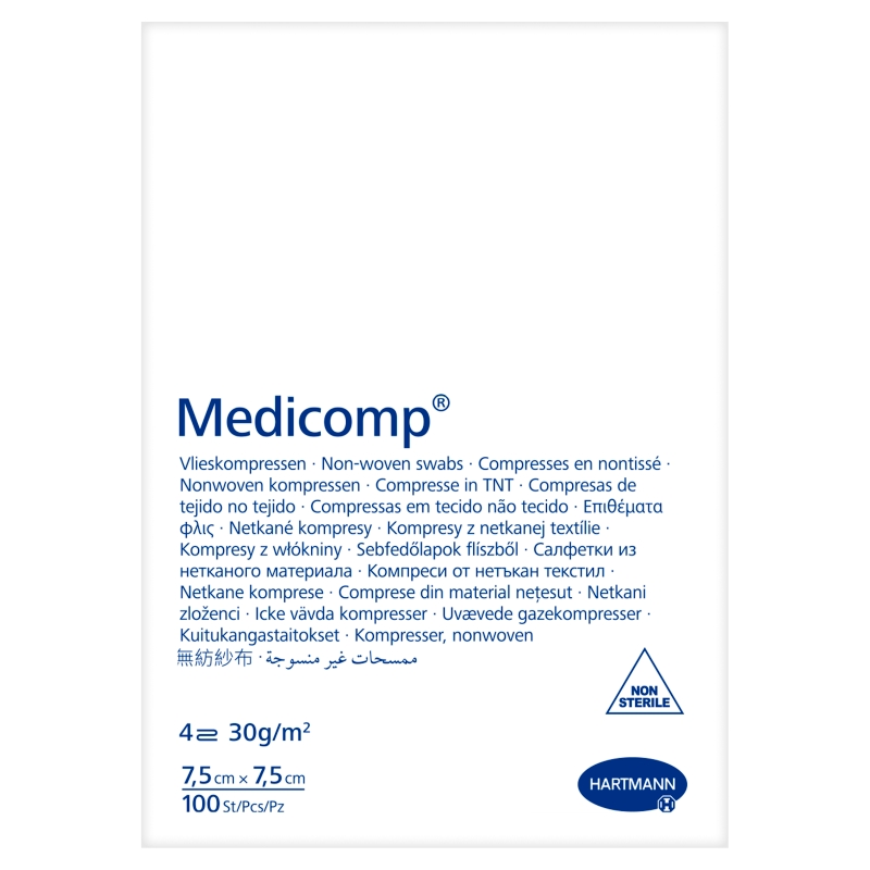 Kompresy MEDICOMP  niejałowe, 7,5 cm x 7,5 cm, 100 szt.