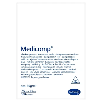 Kompresy MEDICOMP , niejałowe, 7,5 cm x 7,5 cm, 100 szt.