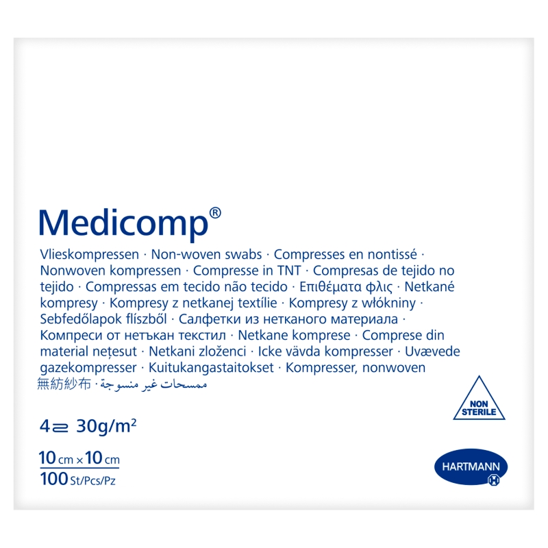 Kompresy MEDICOMP  niejałowe, 10 cm x 10 cm, 100 szt.