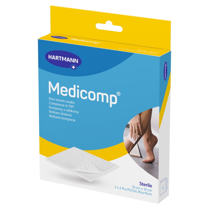 Kompresy MEDICOMP, z włókniny 10 x 10cm, 10 szt.