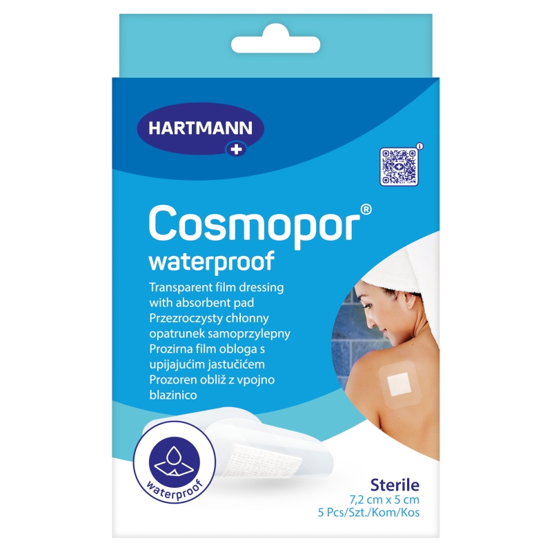 Cosmopor waterproof  opatrunek samoprzylepny przezroczysty 7,2 cm x 5 cm, 5 szt.