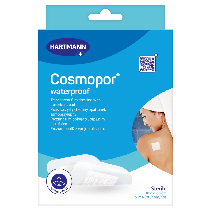  Cosmopor waterproof  opatrunek samoprzylepny przezroczysty 10 cm x 8 cm, 5 szt.