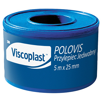 Viscoplast Polovis, przylepiec jedwabny, rolka 5 m x 25 mm, 1 szt.