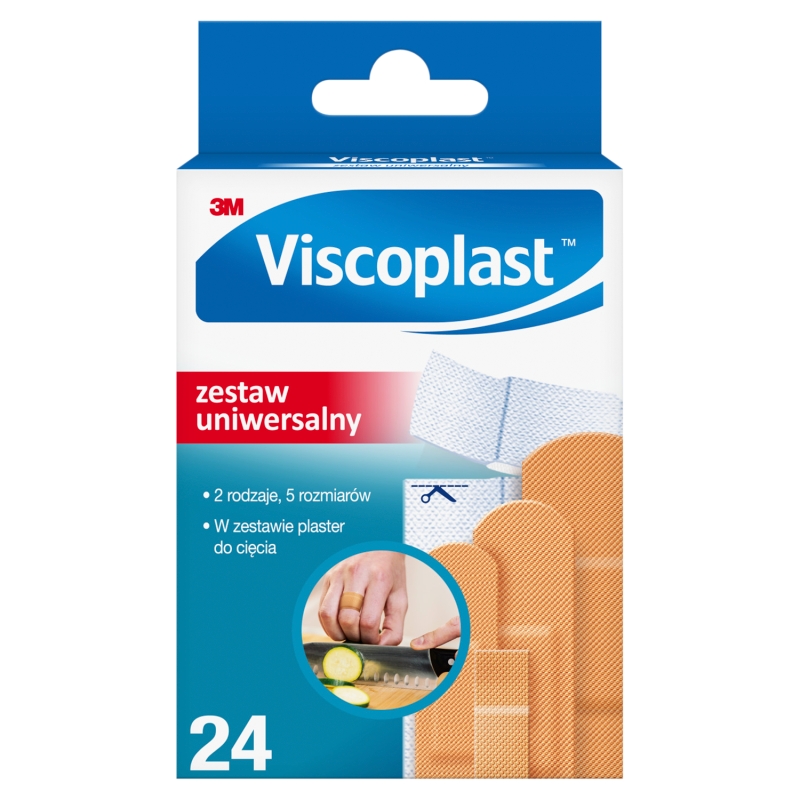 Viscoplast Zestaw Uniwersalny  plastry z opatrunkiem, 2 rodzaje, 5 rozmiarów, 24 szt.