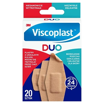 Viscoplast Duo, plastry z mocnym klejem, delikatne dla skóry, 20 szt.