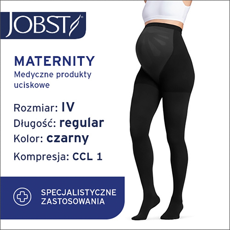 JOBST Maternity Opaque, rajstopy uciskowe dla kobiet w ciąży, CCL1 czarne, rozmiar 4 ZP, 1 para