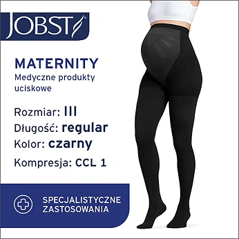 JOBST Maternity Opaque, rajstopy uciskowe dla kobiet w ciąży, CCL1 czarne, rozmiar 3 ZP, 1 para