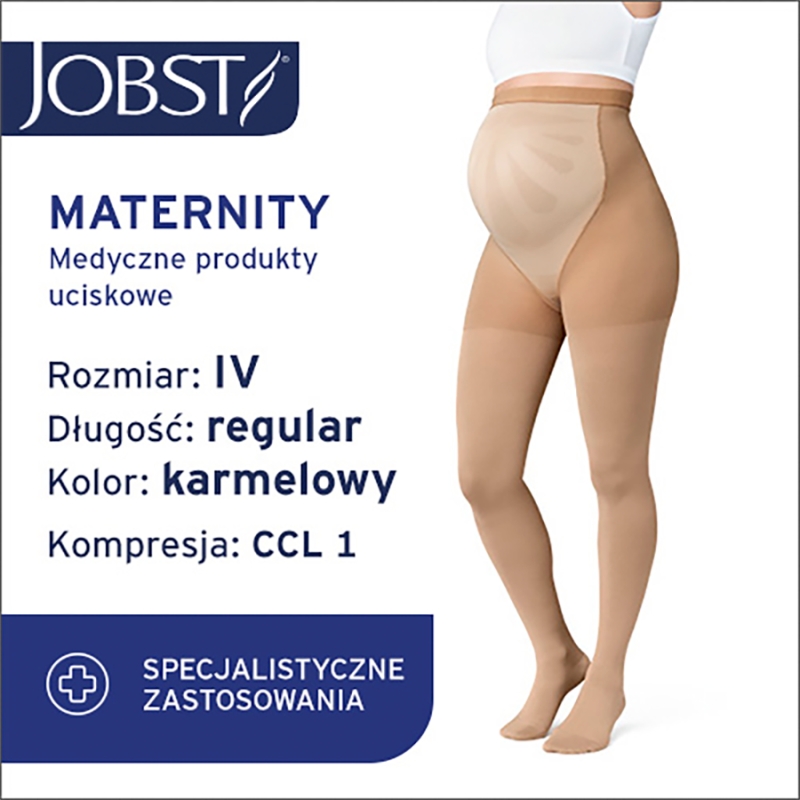 JOBST Maternity Opaque, rajstopy uciskowe dla kobiet w ciąży, CCL1 karmel, rozmiar 4 ZP, 1 para