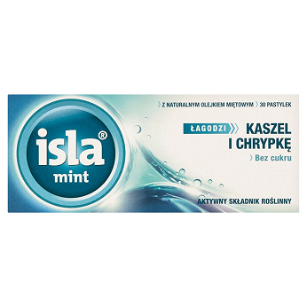 Isla - Mint, pastylki łagodzące kaszel, chrypkę z olejkiem miętowym, 30 szt.