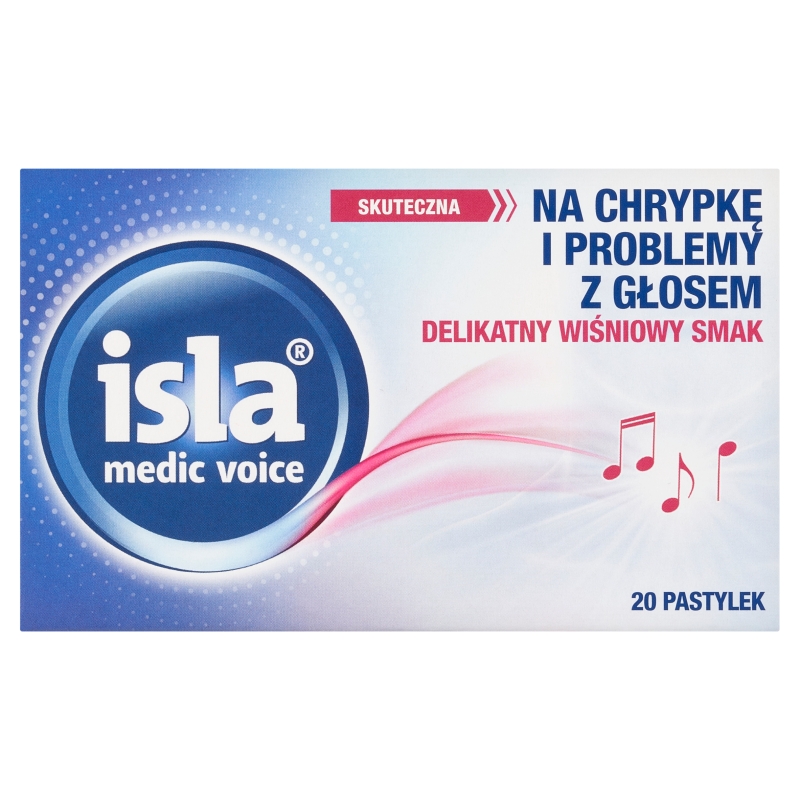 Isla medic voice , pastylki na chrypkę i problemy z głosem o smaku wiśniowym, 20 szt.