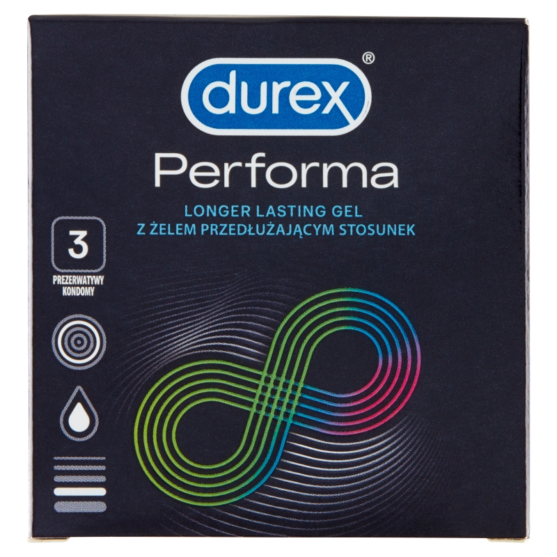 Durex Performa, prezerwatywa z lubrykantem przedłużającym stosunek, 3 szt.