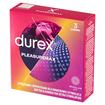 Durex PleasureMax, prezerwatywy ze zwiększoną ilością lubrykantu, 3 szt.
