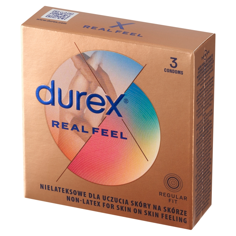 Durex Real Feel, prezerwatywy nielateksowe, 3 szt.