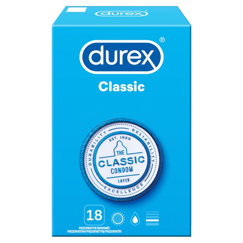 Durex Classic, prezerwatywy klasyczne, 18 szt.