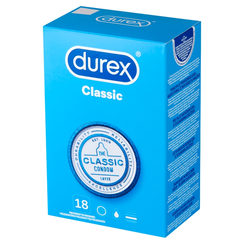 Durex Classic, prezerwatywy klasyczne, 18 szt.