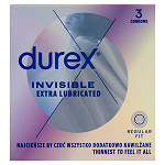 Durex Invisible dodatkowo nawilżane prezerwatywy, 3 szt.