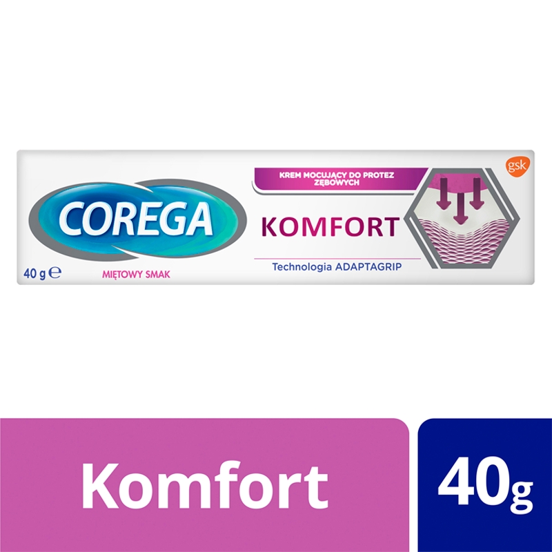 Corega Komfort, krem mocujący do protez zębowych, 40 g