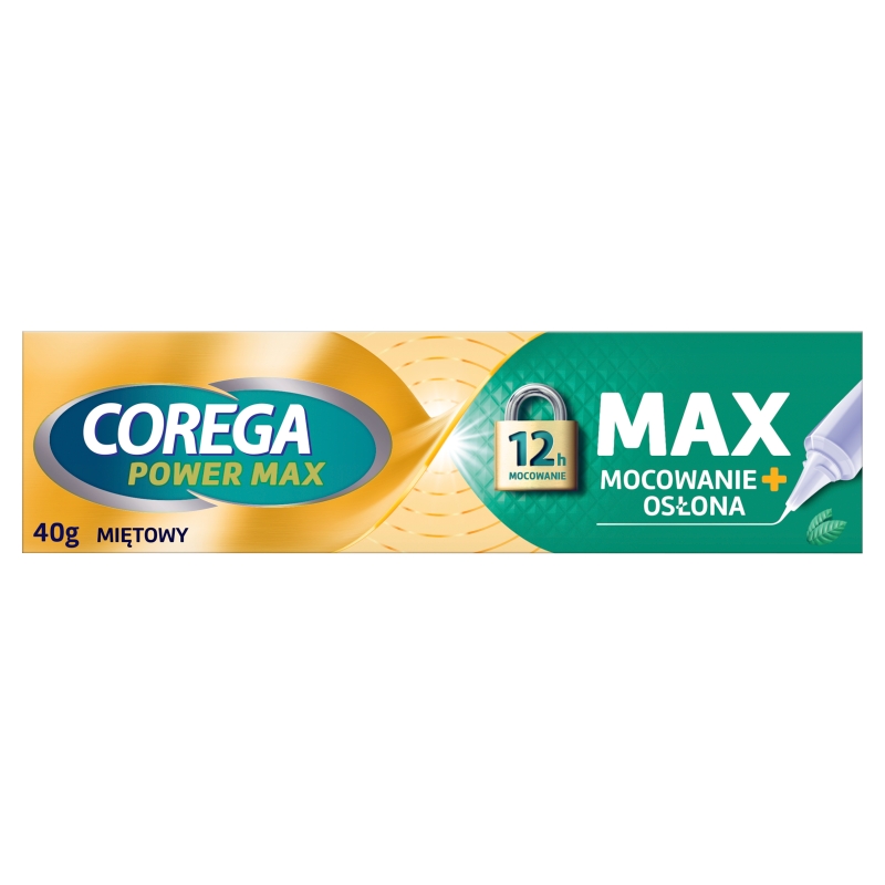 Corega Max Mocowanie + Osłona , krem mocujący do protez zębowych o miętowym smaku, 40 g