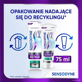 Sensodyne Clinical Repair Active Clean, pasta, 75 ml