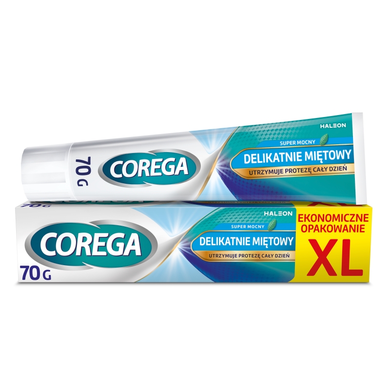 Corega Super Mocny, krem mocujący do protez zębowych, delikatnie miętowy, 70g