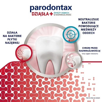 Parodontax Dziąsła + Świeży oddech, Nadwrażliwość, pasta do zębów, 75 ml
