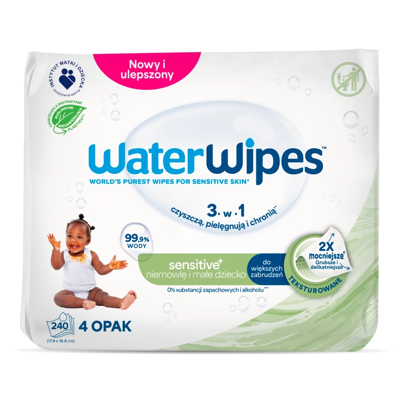 WaterWipes Soapberry, chusteczki nasączane, 99,9% wody, 240 szt. (4 op. po 60 szt.)