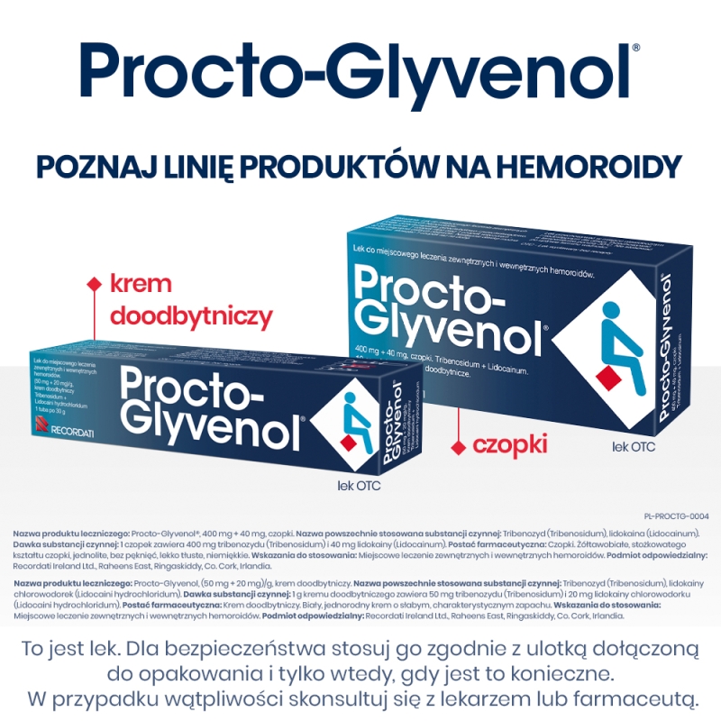 Procto-Glyvenol , czopki do miejscowego leczenia hemoroidów, 10 szt.