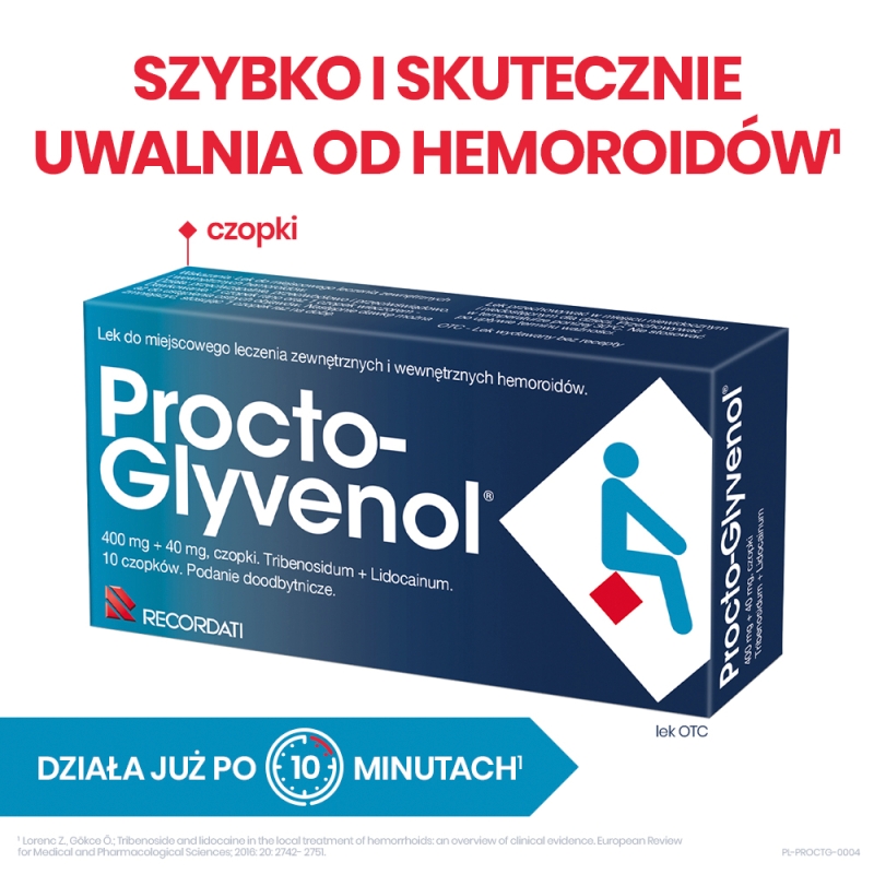 Procto-Glyvenol , czopki do miejscowego leczenia hemoroidów, 10 szt.