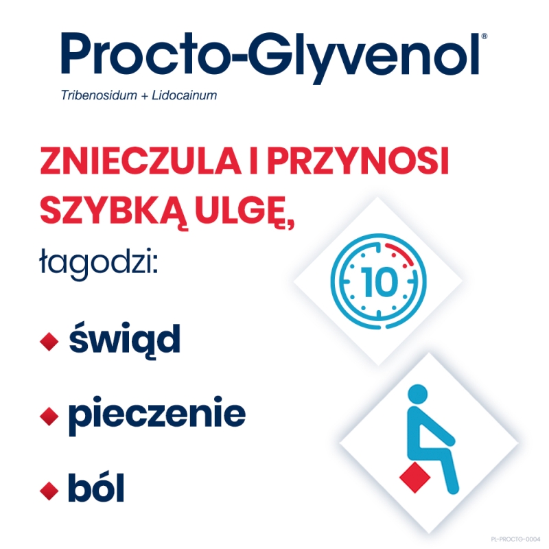 Procto-Glyvenol , czopki do miejscowego leczenia hemoroidów, 10 szt.