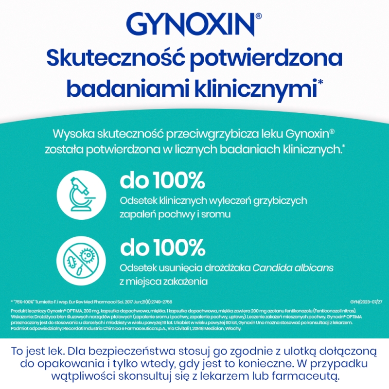 Gynoxin Optima, kapsułki dopochwowe miękkie na grzybicze zakażenie pochwy, 3 szt.