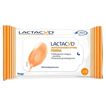 Lactacyd FEMINA, chusteczki do higieny intymnej, 15 szt.