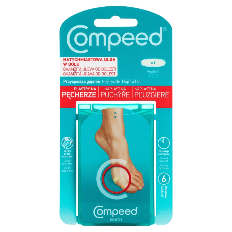 Compeed Plastry na pęcherze, zapewniające szybkie gojenie się ran, wąskie, 6 szt.