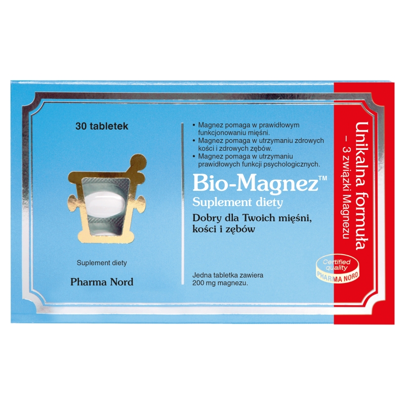 Bio-Magnez  tabletki ze składnikami wspierającymi mięśnie, kości i zęby, 30 szt.