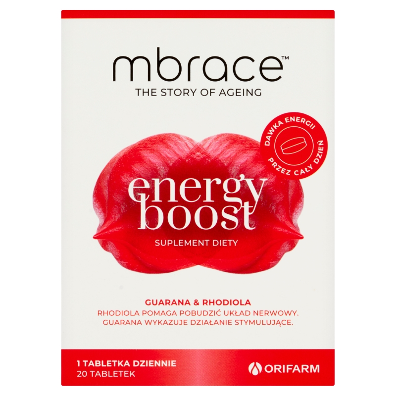 Mbrace Energy Boost, tabletki ze składnikami wykazującymi działanie stymulujące, 20 szt.