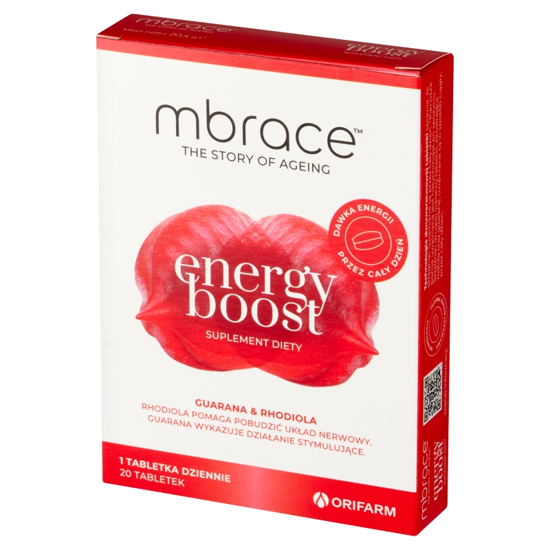 Mbrace Energy Boost, tabletki ze składnikami wykazującymi działanie stymulujące, 20 szt.