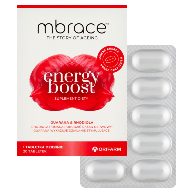 Mbrace Energy Boost, tabletki ze składnikami wykazującymi działanie stymulujące, 20 szt.