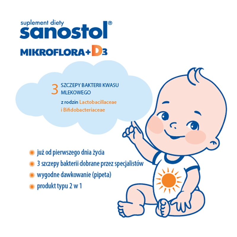 Sanostol Mikroflora+D3, krople, 8ml