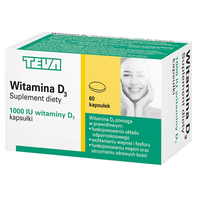 Witamina D3 1000 IU , kapsułki ze składnikami wspierającymi funkcjonowanie kości, 60 szt.