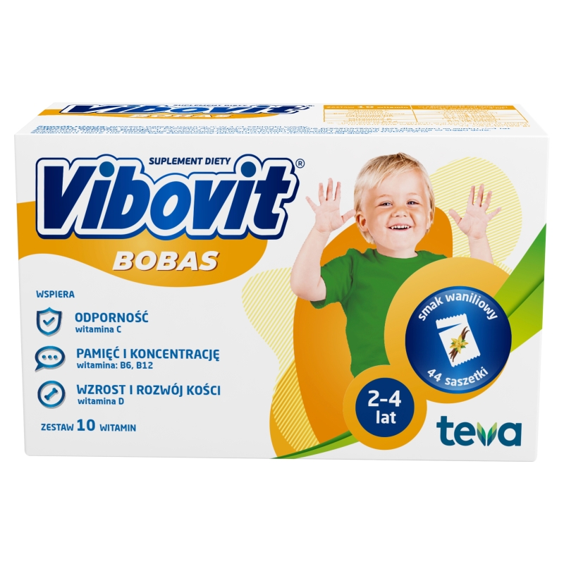 Vibovit Bobas proszek z witaminami o smaku waniliowym, 44 sasz.