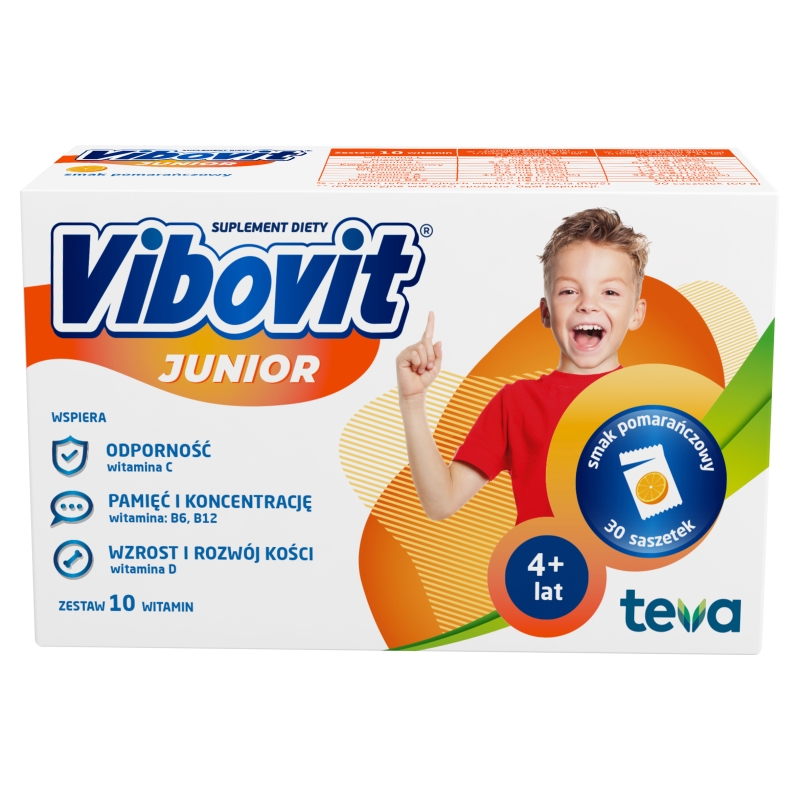 Vibovit Junior pomarańczowy proszek z witaminami, 30 sasz.