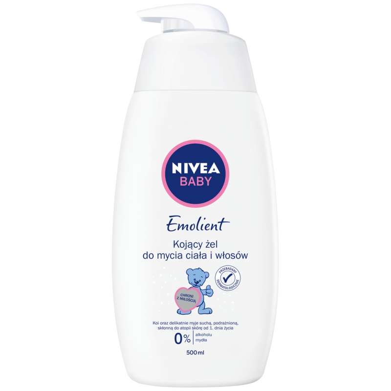 Nivea Baby Emolient, żel kojący do mycia ciała i włosów, 500 mlNIVEA POLSKA