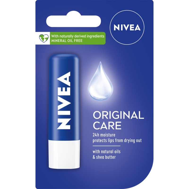 NIVEA POLSKA Nivea Original Care, pomadka pielęgnująca z naturalnymi olejkami i masłem shea, 4,8 g — Składniki i ocena
