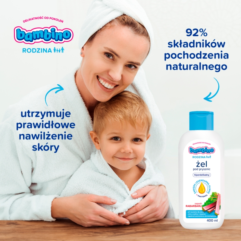 Babmino Rodzina, żel pod prysznic, rabarbar, 400 ml