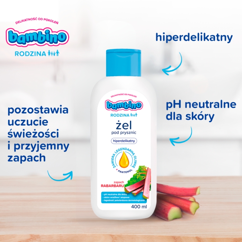 Babmino Rodzina, żel pod prysznic, rabarbar, 400 ml