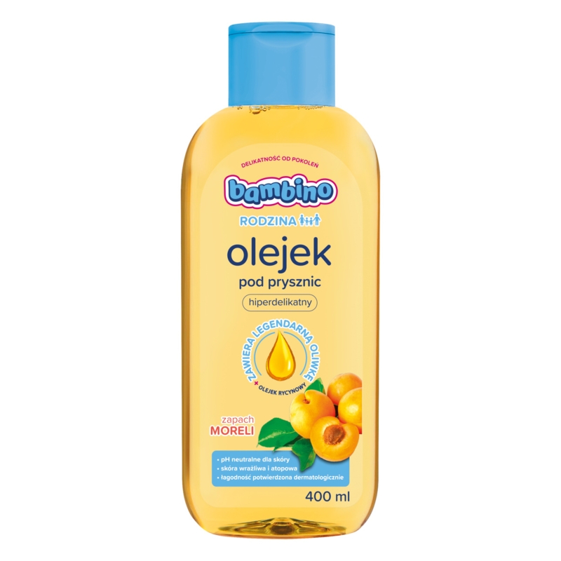 NIVEA POLSKA Bambino Rodzina, olejek pod prysznic, morela, 400 ml — Inhaltsstoffe i ocena