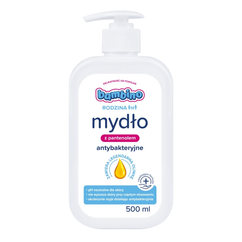 NIVEA POLSKA Bambino Rodzina, mydło z pantenolem, antybakteryjne, 500 ml — Składniki i ocena
