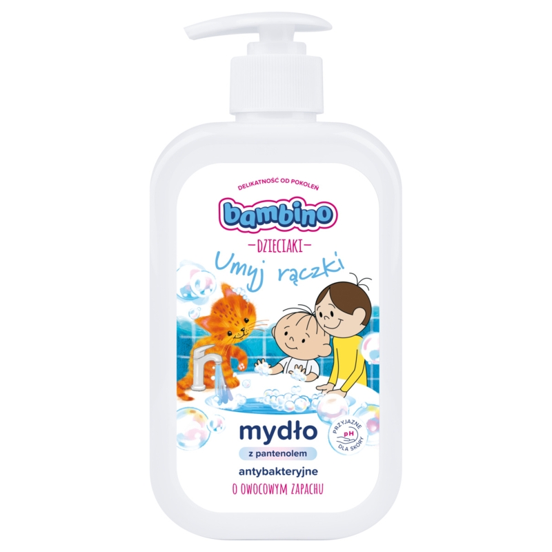 NIVEA POLSKA Bambino Dzieciaki, mydło z pantenolem, antybakteryjne, o owocowym zapachu, 500 ml — Składniki i ocena