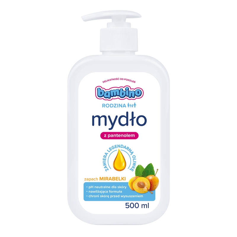 NIVEA POLSKA Bambino Rodzina, mydło z pantenolem, mirabelka, 500 ml — Składniki i ocena