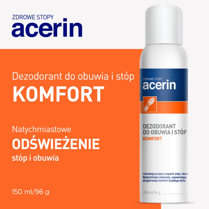 Anida Acerin Komfort, dezodorant do obuwia i stóp o działaniu przeciwpodrażnieniowym i antybakteryjnym, 150 ml