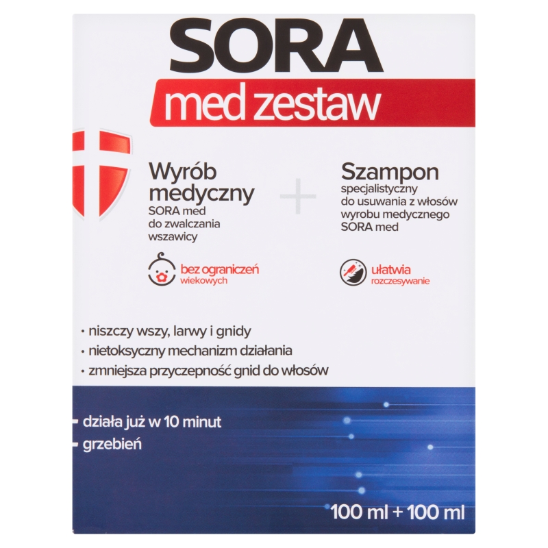 AFLOFARM Sora med, zestaw do zwalczania wszawicy, wyrób medyczny 100 ml + szampon 100 ml